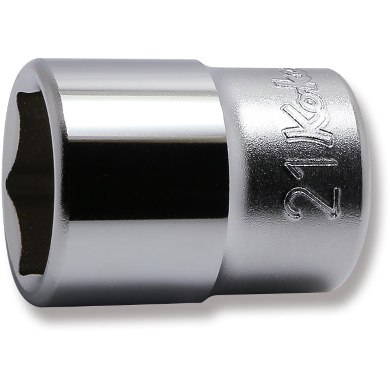 1/2 Sq. Dr. Chrome 6 Point Metric Socket  21mm
