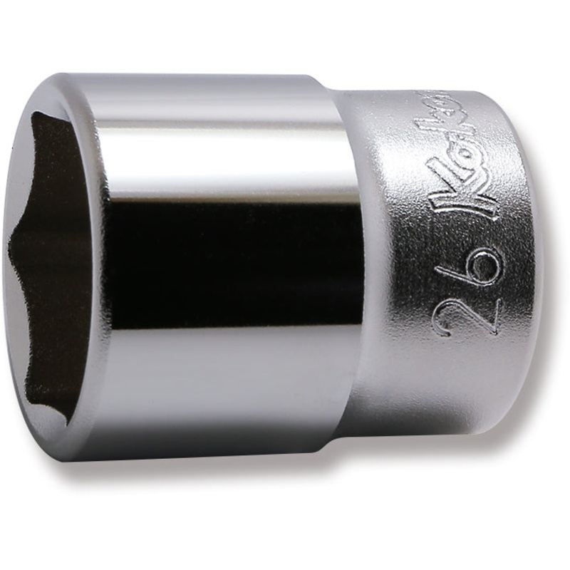 1/2 Sq. Dr. Chrome 6 Point Metric Socket  26mm