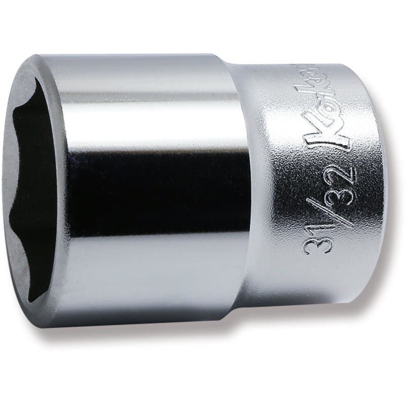 1/2 Sq. Dr. Chrome SAE 6 Point Socket  31/32"