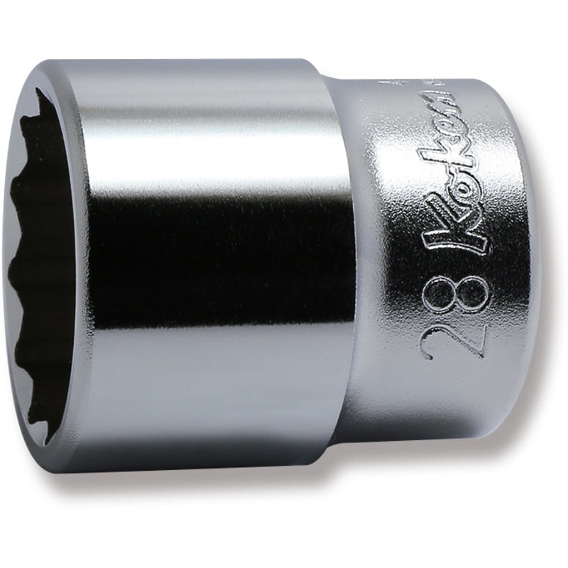 1/2 Sq. Dr. Chrome Metric 12 Point Socket  28mm