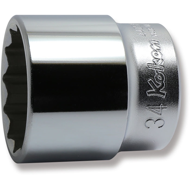 1/2 Sq. Dr. Chrome Metric 12 Point Socket  34mm