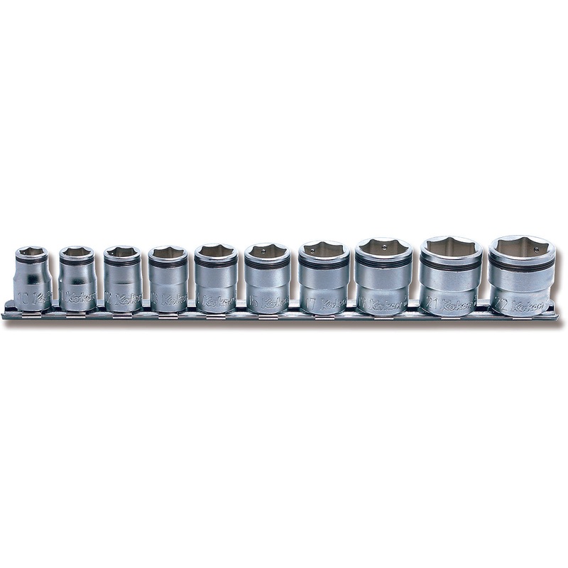 3/8 Sq. Dr. Socket set  10mm-22mm Nut Grip 250mm  10 pieces
