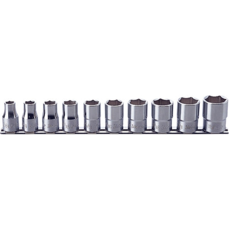 10 Piece 1/2 Sq. Dr. 6 point, SAE, Chrome Socket Set