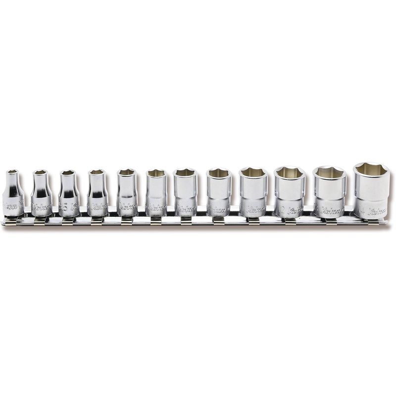 12 Piece 1/4 Sq. Dr. 6 Point Metric Socket Set  4-14mm