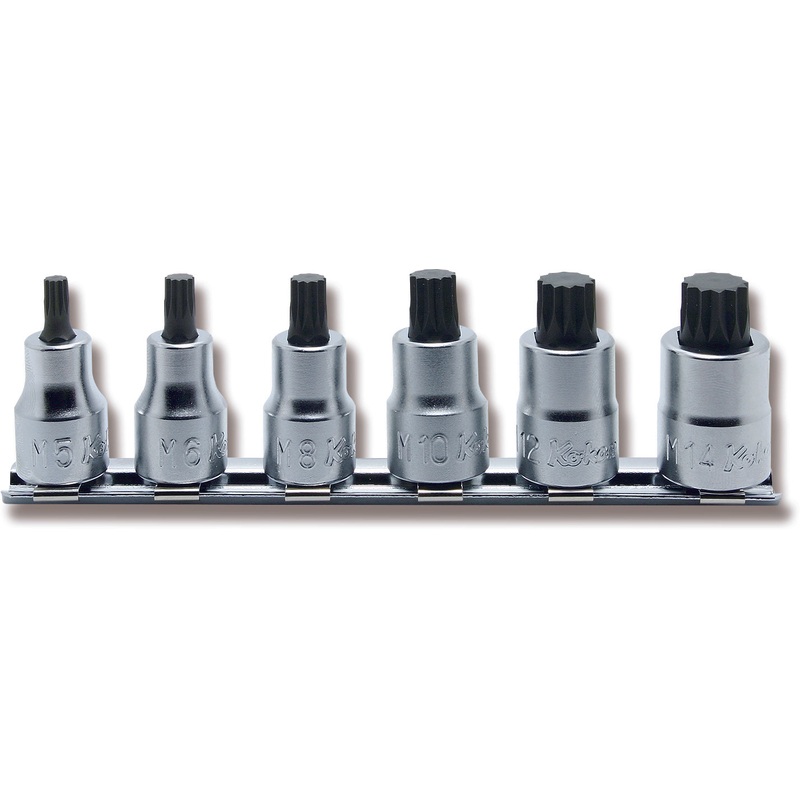 6 Piece 3/8 Sq. Dr. Triple Square (XZN) Bit Socket Set  M5-M14