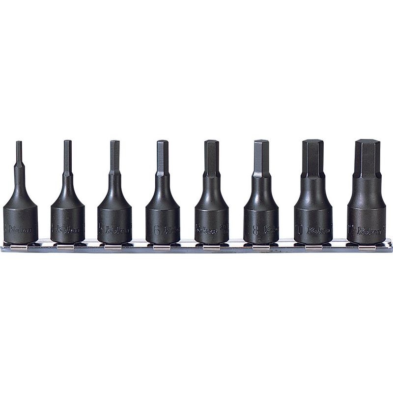 8 Piece 3/8 Sq. Dr. Impact Metric Hex Bit Socket set  3mm-12mm