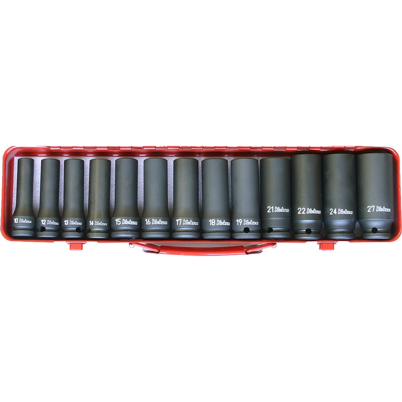 1/2 Sq. Dr. 13 Piece Impact Deep 6-Point Socket Set  10-27mm