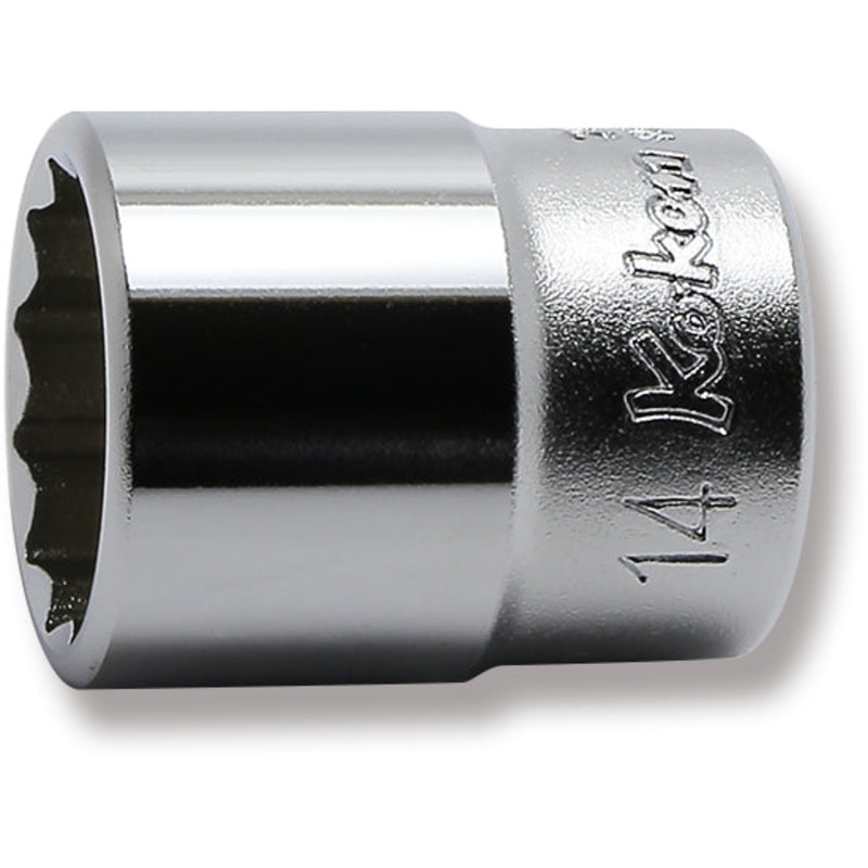 1/4 Sq. Dr. 12 Point chrome SAE Socket  14mm