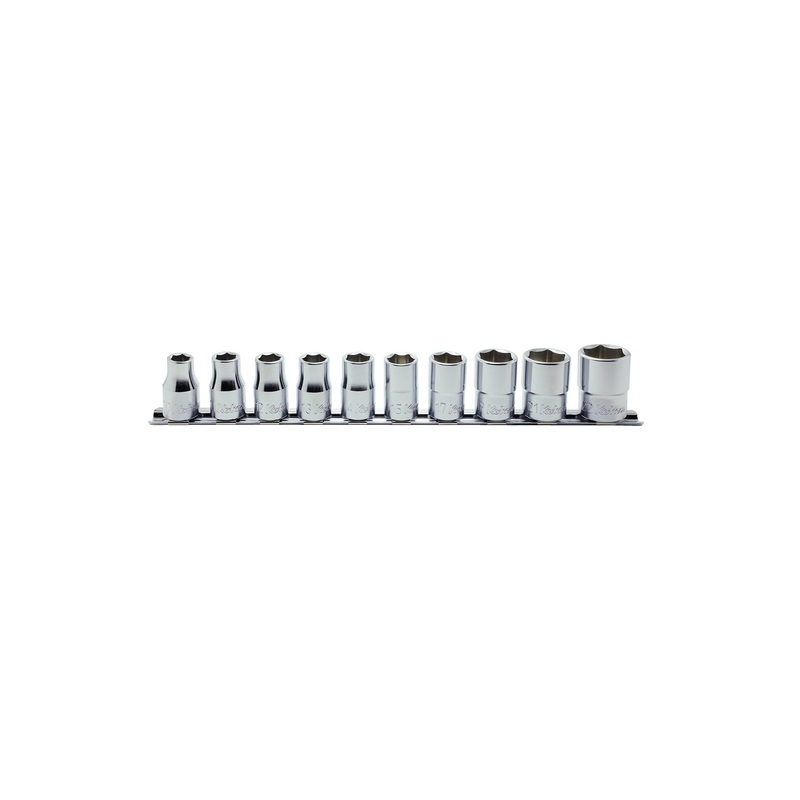 10 Piece 1/2 Sq. Dr. 12 Point, Metric, Chrome Socket Set