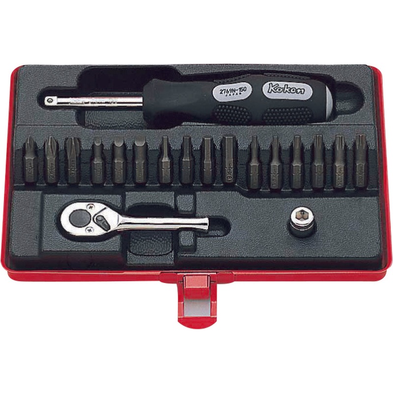 19 Piece 1/4 Sq. Dr. Bit Set in Metal Case