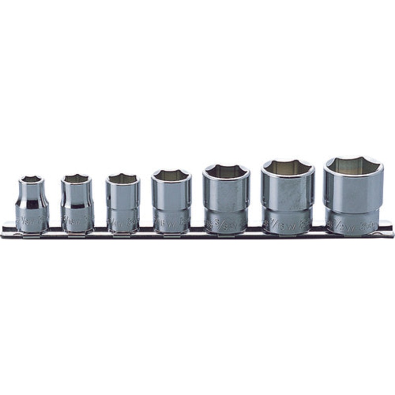 7 Piece 3/8 Sq. Dr. Whitworth, 6 Point, Chrome, SAE Socket set 1/8-1/2