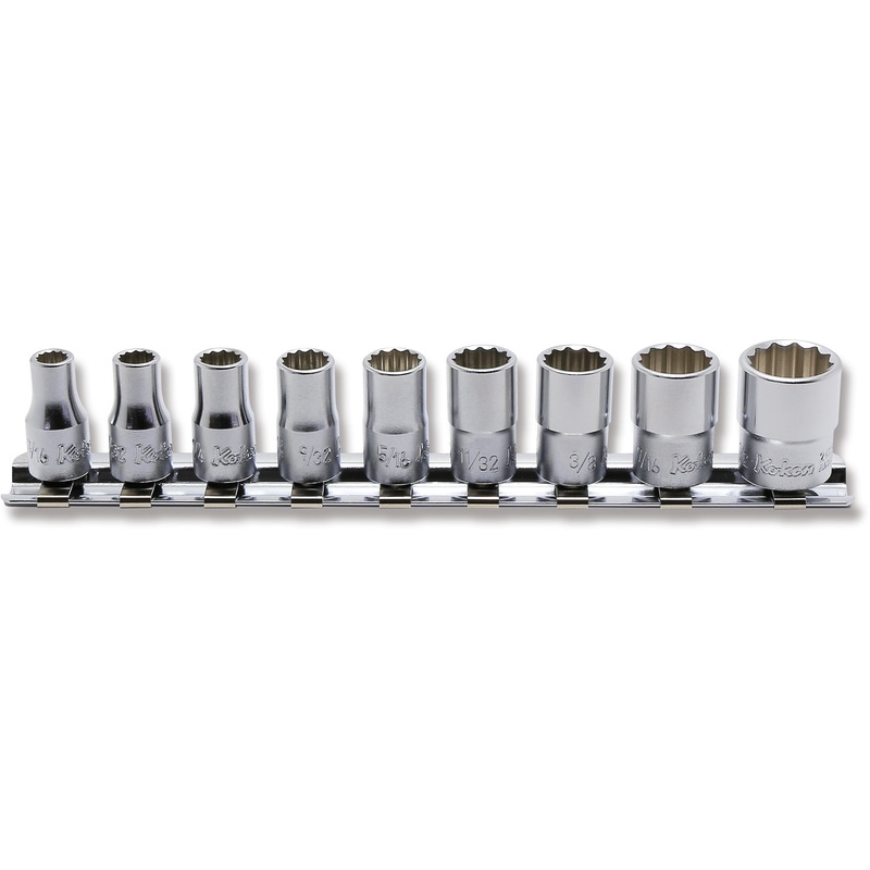9 Piece 1/4 Sq. Dr. 12 Point SAE Socket set  3/16-1/2