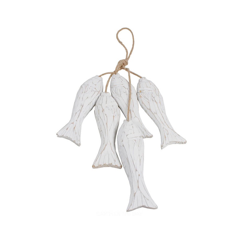 7 mers Ensemble de 3 dcoration de poisson blanc suspendu (50x18x3cm)