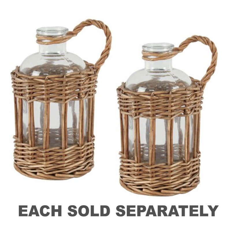 Jin Rattan et vase en verre envelopp de corde en osier