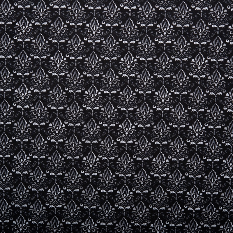 Printed Cotton - HOLIDAY GREETINGS - Arabesque - Black