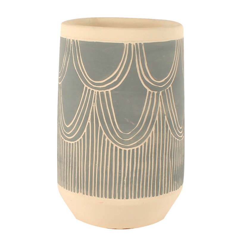 Vase de ciment bleu Ridley (27x15x15cm)